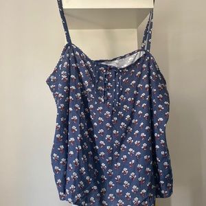 Blue denim like floral tank top
